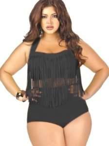 High Waisted Plus Size Fringe 2-PC Swimsuit