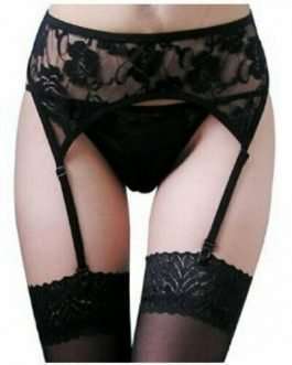 Garter stockings panties set black on MyPrivateStyle.com