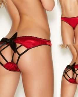 Sexy Satin Panties With A Front Strap, A Big Bow And Straps Across The Back on MyPrivateStyle.com