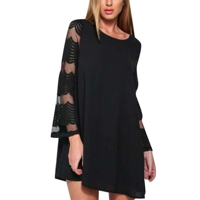 Plus Size Sheer Chevron Sleeve Mini T-Shirt Dress