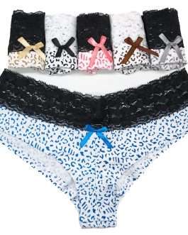Cute Leopard Print Cheeky Panties, Lace Waistband & Satin Bow on www.MyPrivateStyle.com