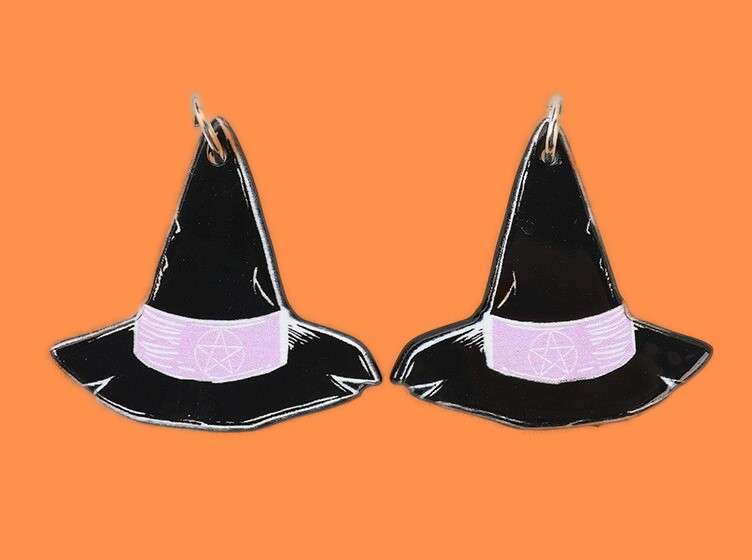Halloween Jewelry Set-Witch's Hat-Sugar Skull-Necklace Earrings on www.MyPrivateStyle.com