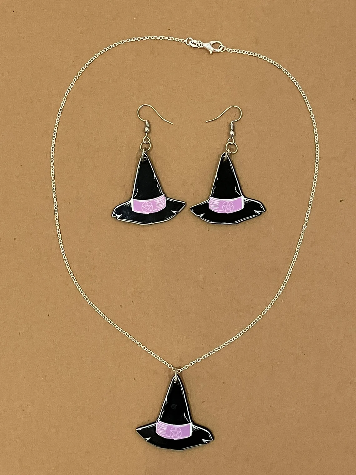 Halloween Jewelry Set-Witch's Hat-Sugar Skull-Necklace Earrings on www.MyPrivateStyle.com