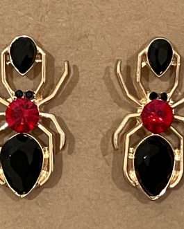 Gold Spider Red/Black Earrings * www.MyPrivateStyle.com