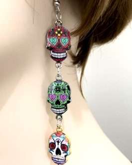 Sugar Skull Halloween Jewelry-Earrings-Dia De Los Muertos-Handcrafted www.MyPrivateStyle.com