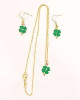 St Patricks Day Handcrafted Lucky Shamrock Pendant & Earrings Set * www.MyPrivateStyle.com