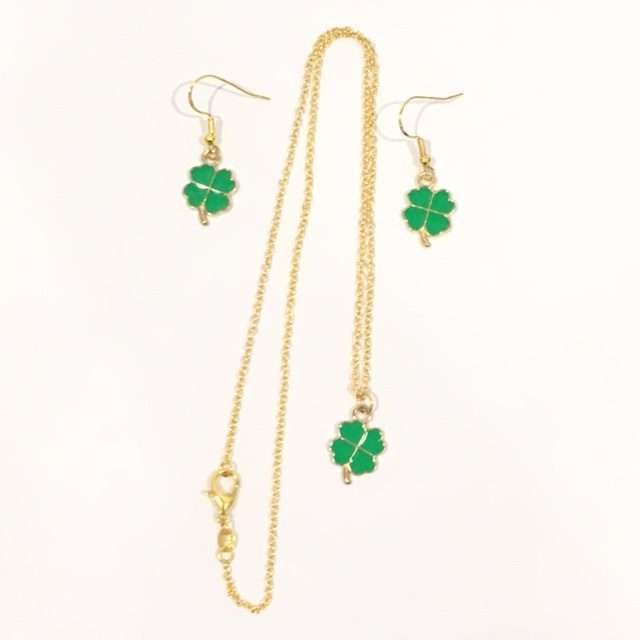 St Patricks Day Handcrafted Lucky Shamrock Pendant & Earrings Set * www.MyPrivateStyle.com