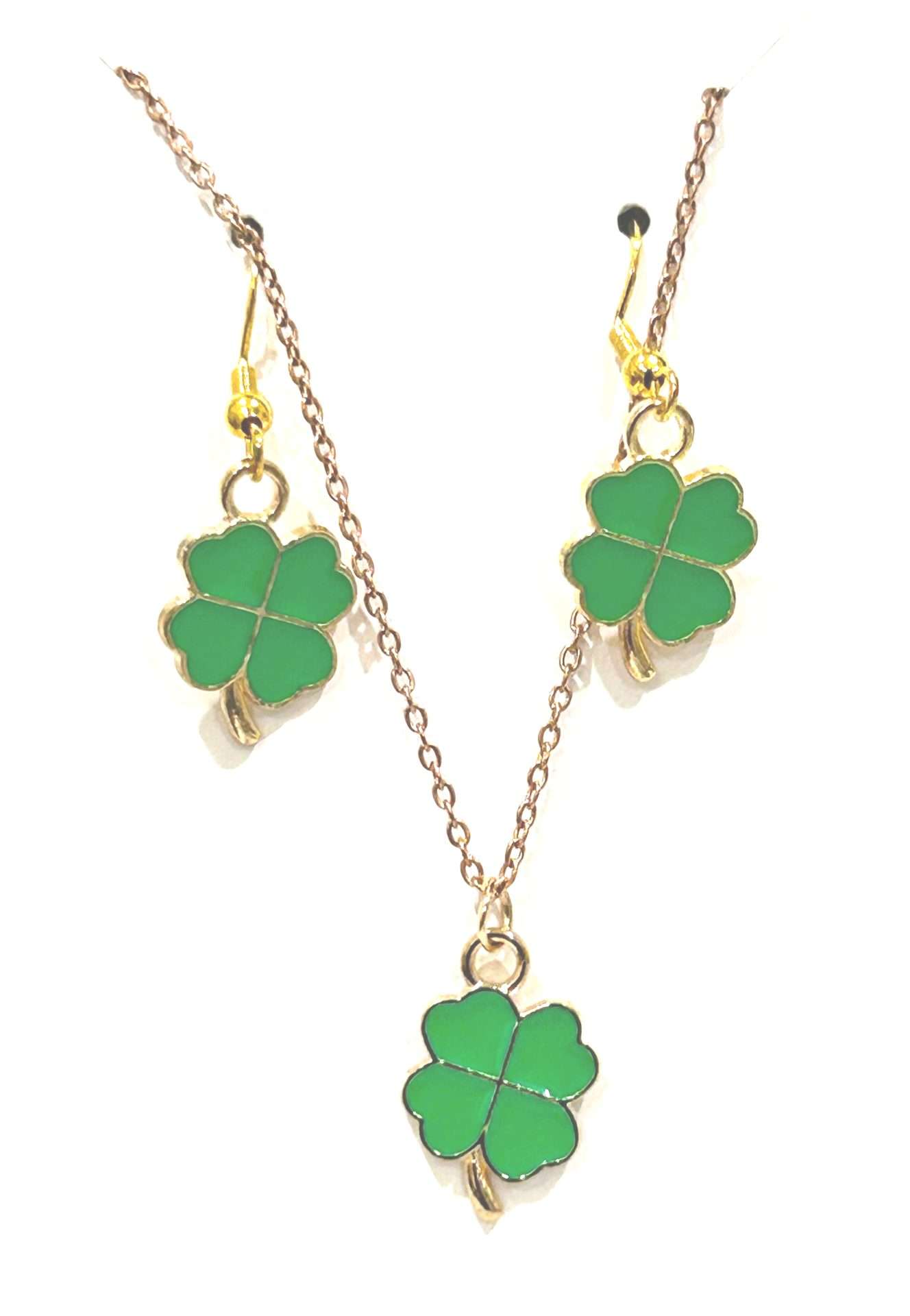 St Patricks Day Handcrafted Lucky Shamrock Pendant & Earrings Set * www.MyPrivateStyle.com