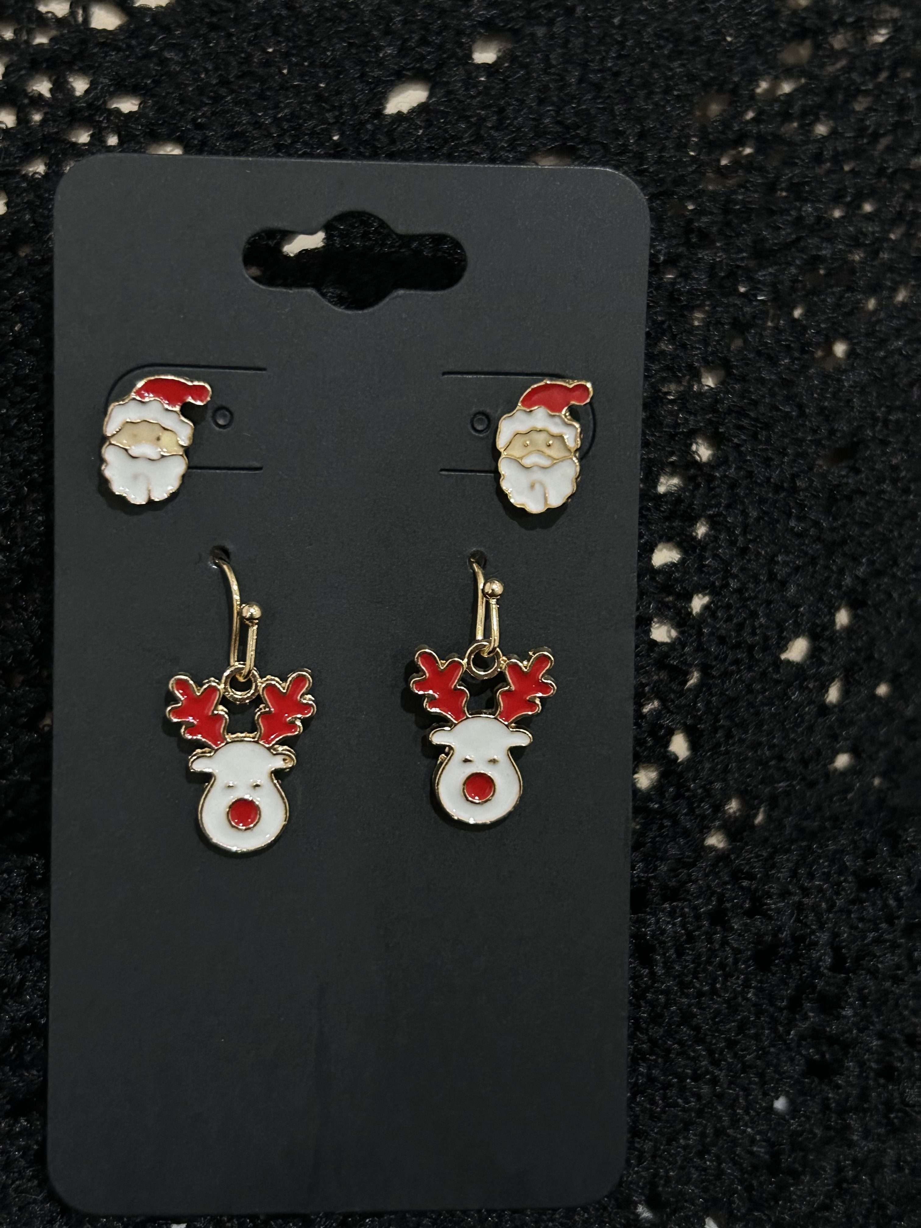 2 Pairs Christmas Earrings For Fun Holiday Spirit