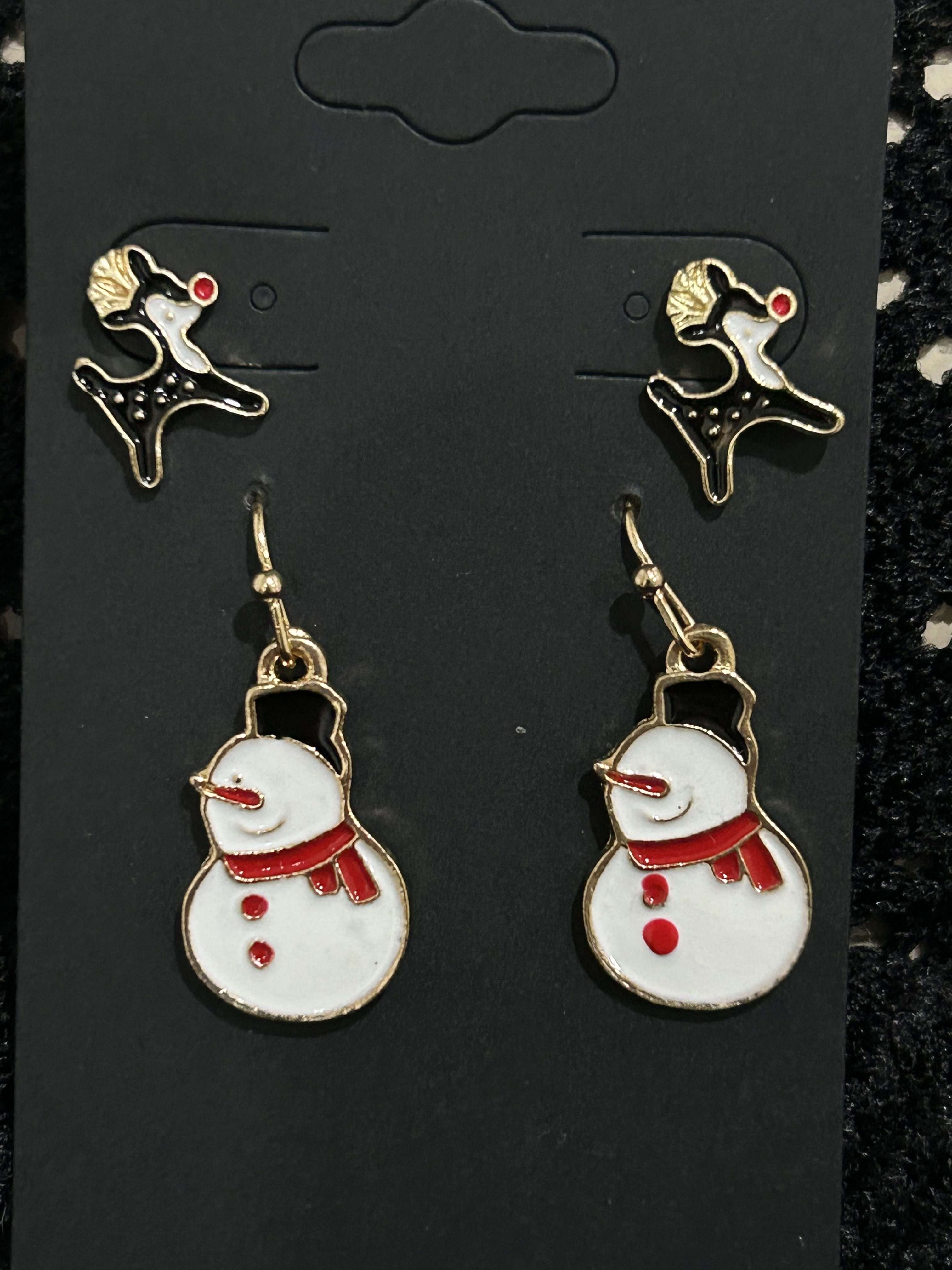 2 Pairs Christmas Earrings For Fun Holiday Spirit