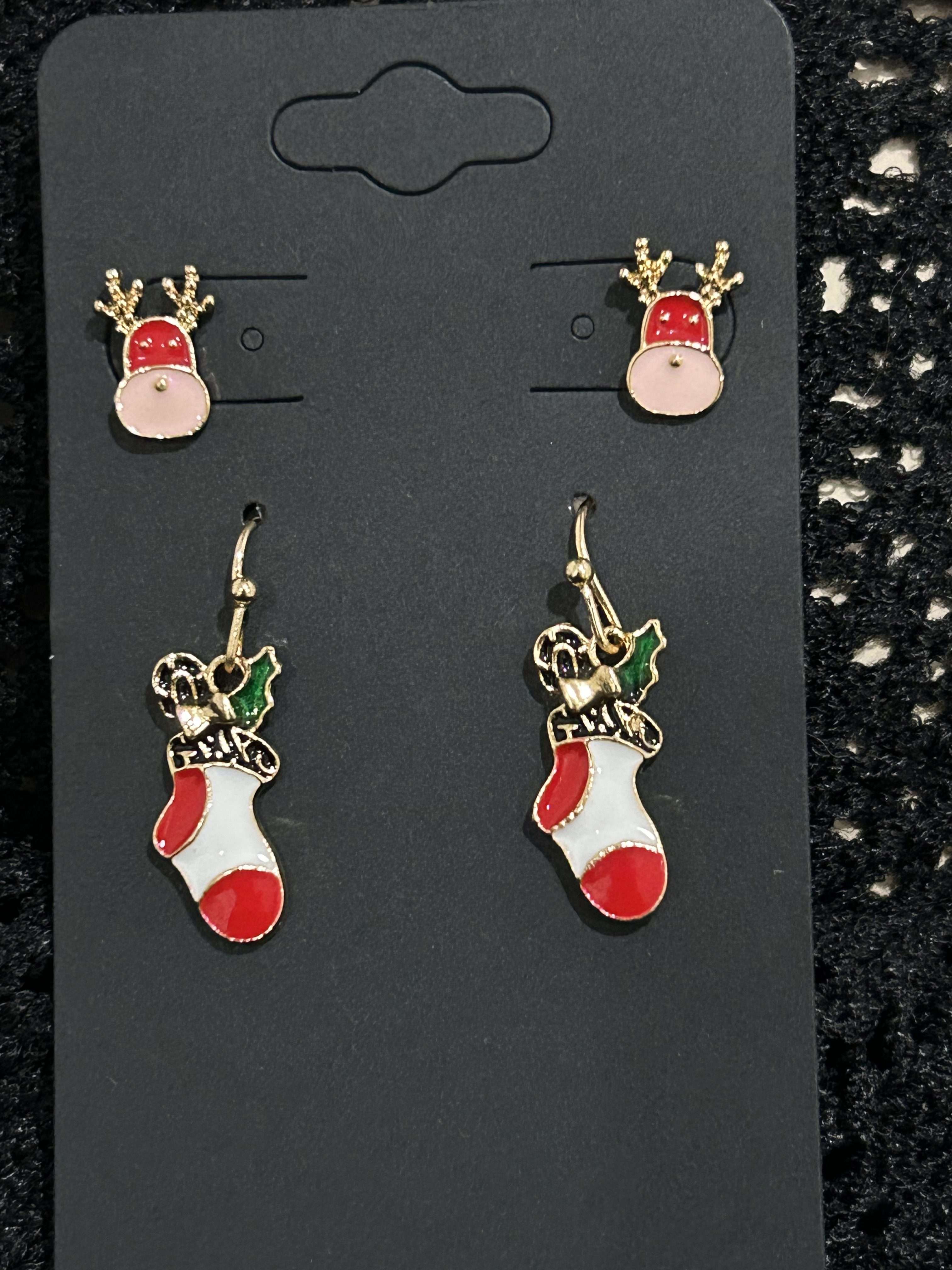 2 Pairs Christmas Earrings For Fun Holiday Spirit