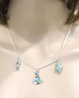 Silver Tone Sailboat Charm Necklace 16 inches