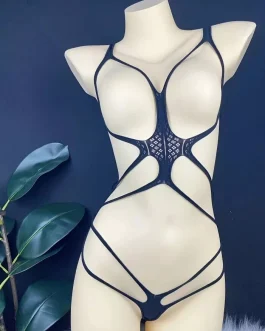 Black Cut Out Lace Bodysuit