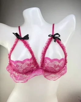 Frilly Pink Lace Bralette Set