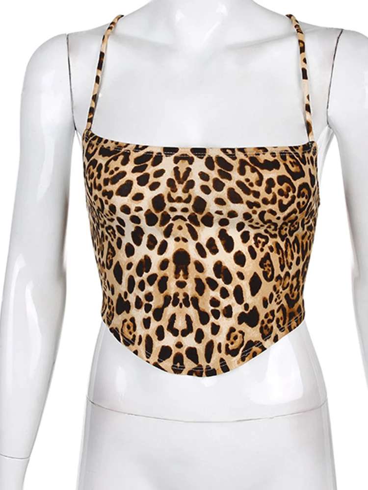 Leopard Print Backless Crop Top Cami Style example