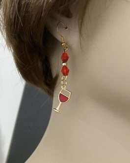 Beaded Wine Glass Earrings, Fun Fashion Earrings, Handmade