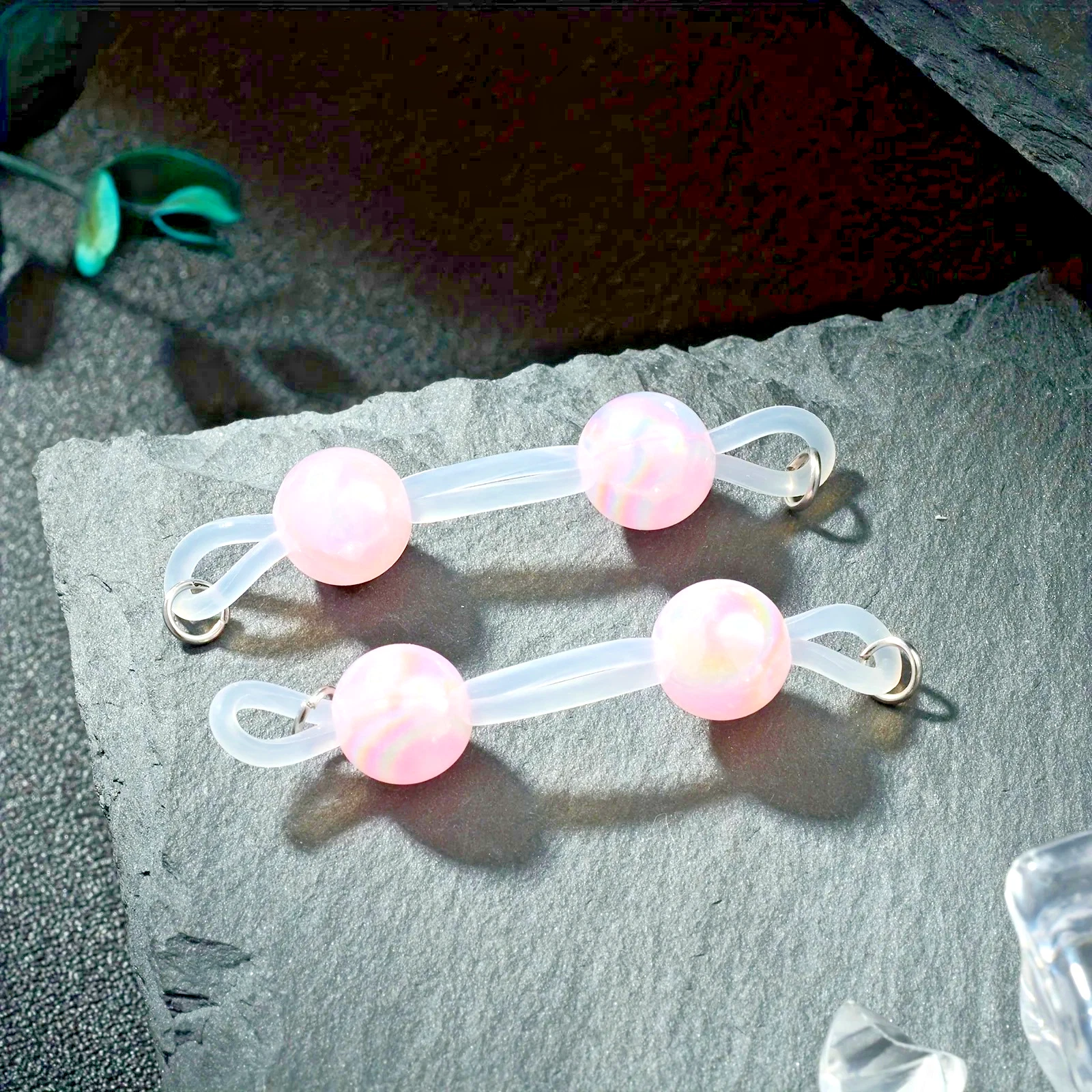 Non Piercing Faux Barbell Nipple Slip On Jewelry