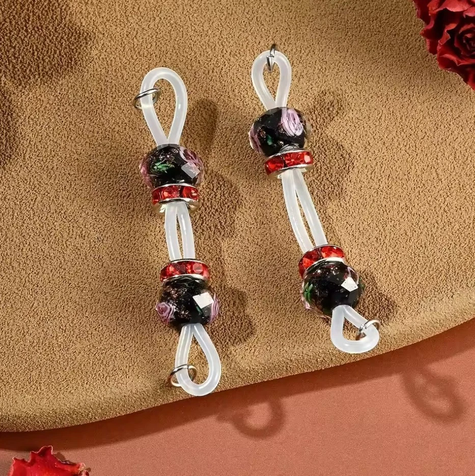 Pair of Non Metal Faux Barbell Nipple Slip On Jewelry