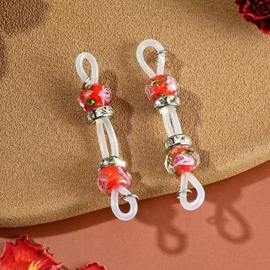 Pair of Non Metal Faux Barbell Nipple Slip On Jewelry