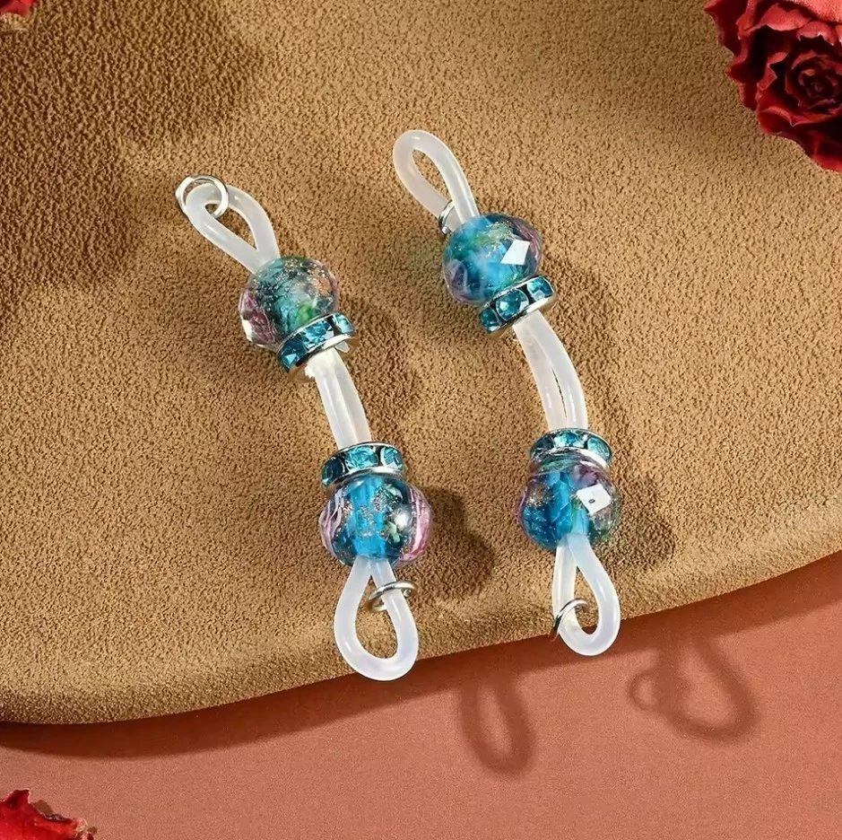 Pair of Non Metal Faux Barbell Nipple Slip On Jewelry