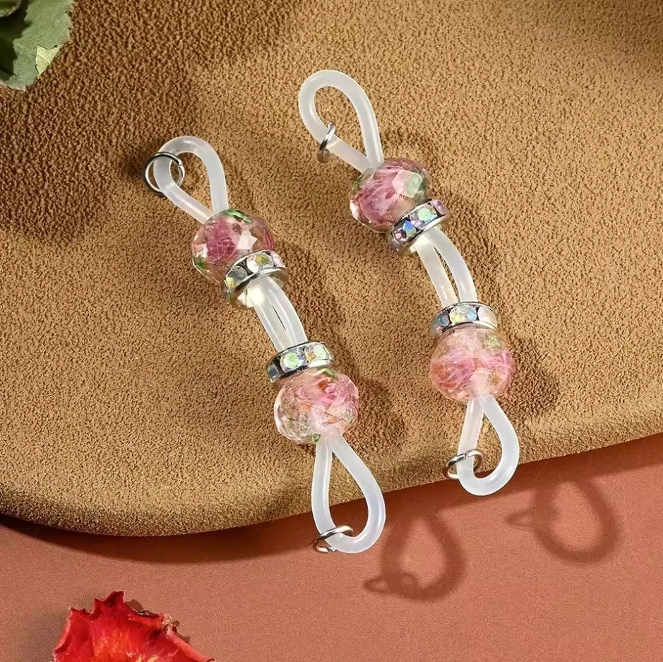 Pair of Non Metal Faux Barbell Nipple Slip On Jewelry