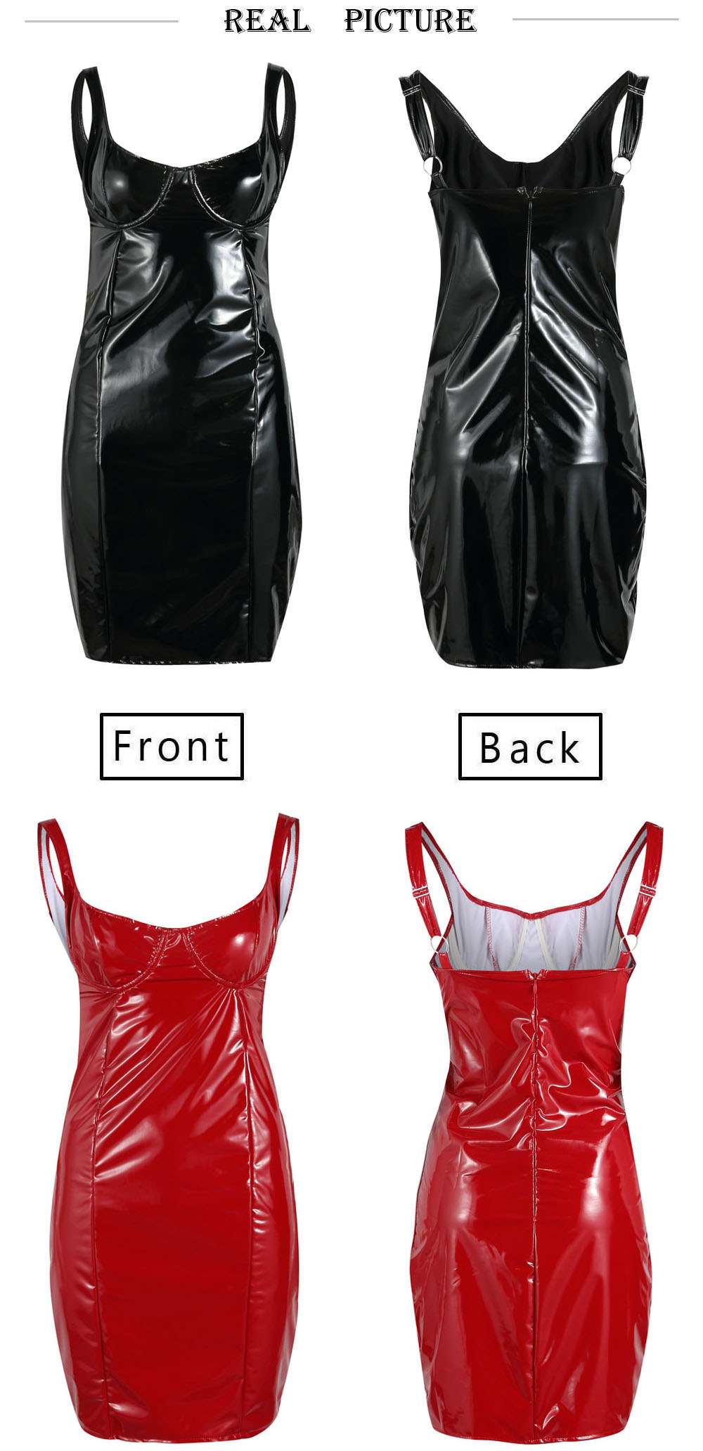 Wet Look PU Leather Sleeveless Bodycon Mini Dress