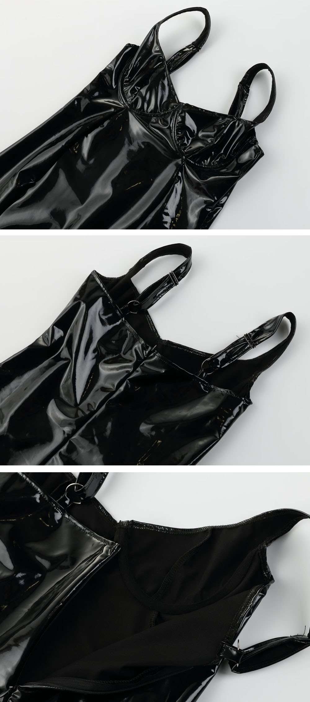 Wet Look PU Leather Sleeveless Bodycon Mini Dress