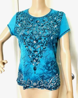 Turquoise Short Sleeve Stretch Top.