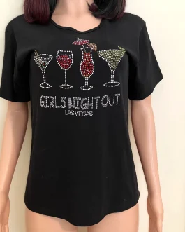 Girls Night Out Colorfully Black Beaded T-Shirt