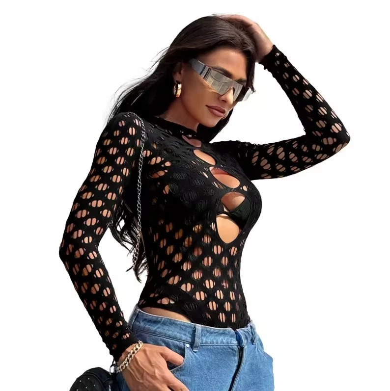Long Sleeve Cut Out Stretchy Bodysuit Top