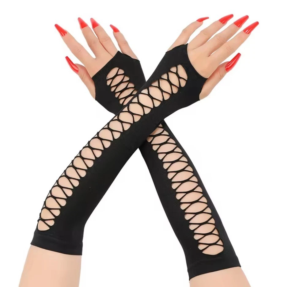 Fingerless Gloves with Lace Up Detail