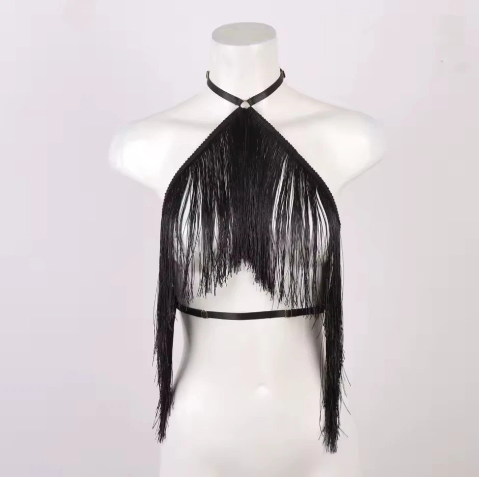 Strappy Halter Crop Top Fringe Western Cowgirl Boho Style Top