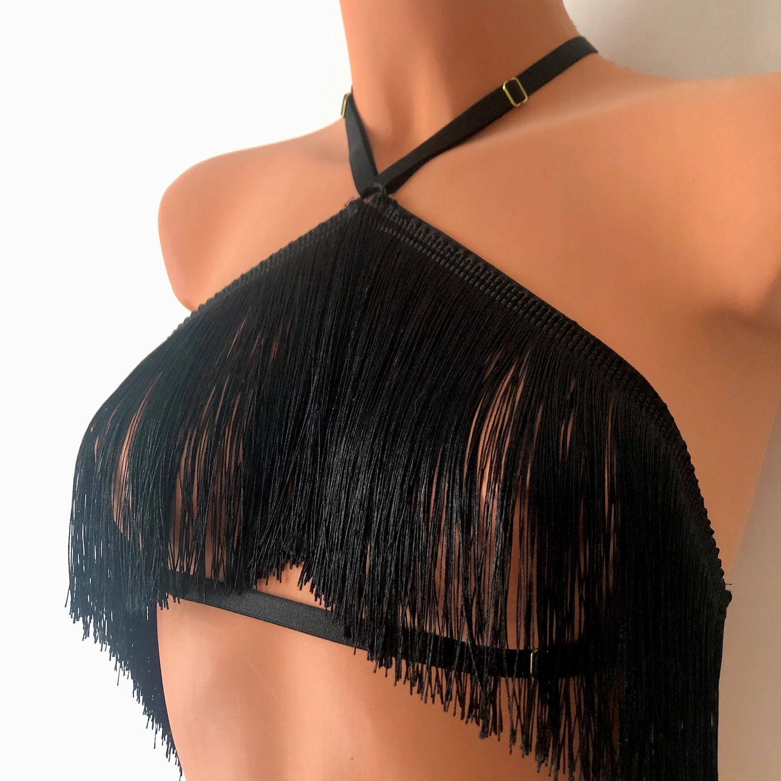 Strappy Halter Crop Top Fringe Western Cowgirl Boho Style Top